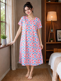Women’s Premium Cotton Blue Printed Nighty